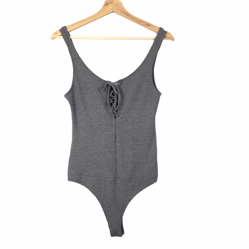 Revamped Ribbed Lace Up Bodysuit